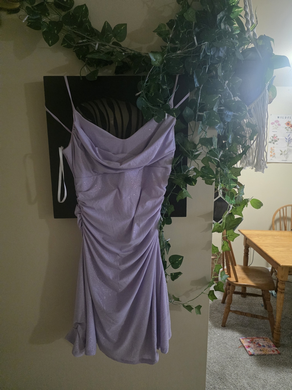 Valentino Lilac Cowl Neck Ruched Mini Dress